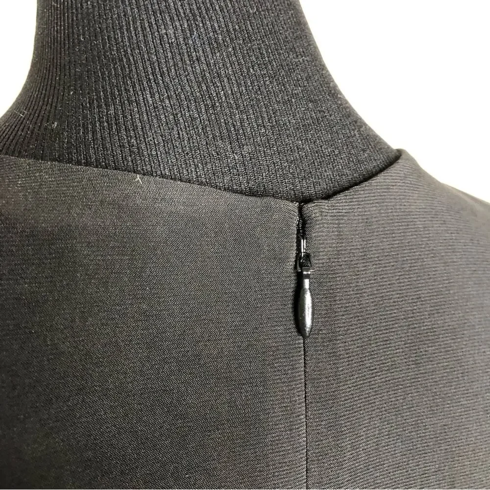 WHBM black draped front grommet cap sleeve midi dress size Medium NWT classic
